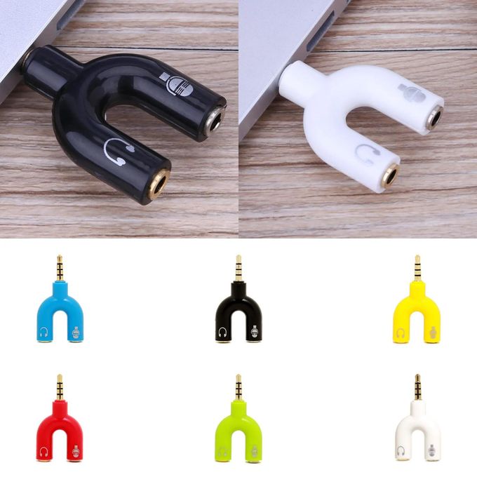 3.5mm Audio Female to Dual Male Splitter - U-Shaped 1-in-2 Adapter for Wired Headset & Microphone, Huawei Compatible Item | Buy 3.5mm Audio Female to Dual Male Splitter - U-Shaped 1-in-2 Adapter for Wired Headset & Microphone, Huawei Compatible | SPOP Enterprise Global